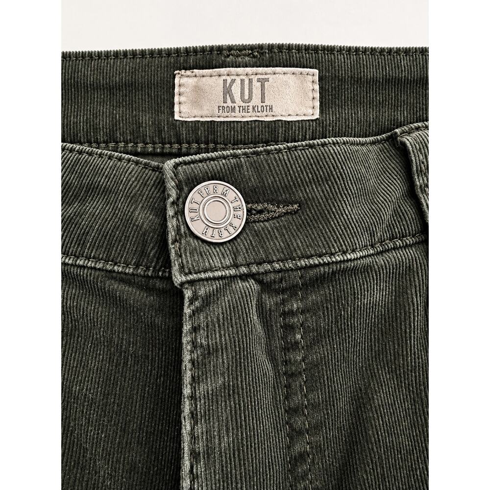 Quiet Luxury Preppy Heritage Olive Corduroy Skinny Pants KUT Diana Stretch 4 - Picture 5 of 14